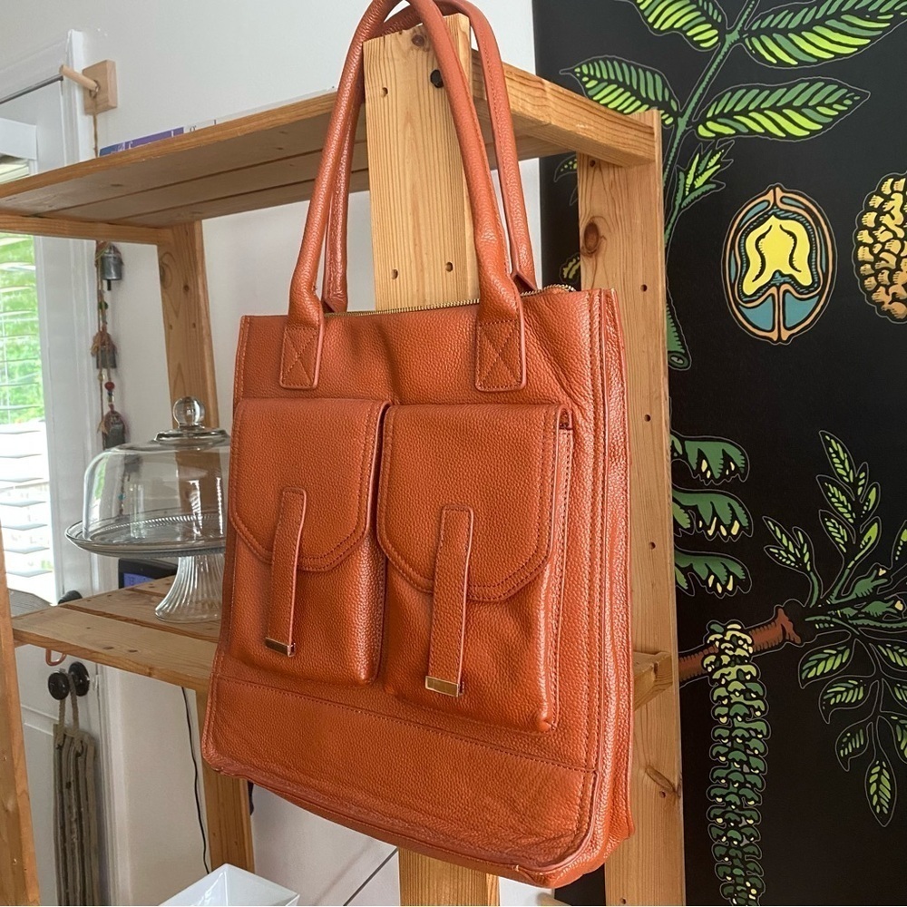 Erica Anneberg Pebbled Leather Messenger Satchel Tote Bag Purse - Picture 3 of 14